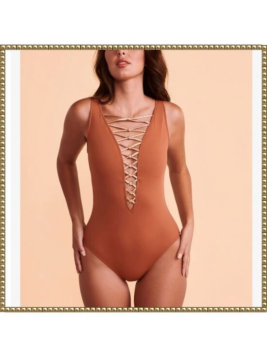 Bleu Rod Beattie Other - Bleu Rod Beattie One Piece Swimsuit Brown Gold Size 4